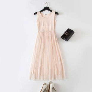 春季 黑色长裙宽松内搭蕾丝打底裙网纱背心裙 莫代尔吊带连衣裙大码