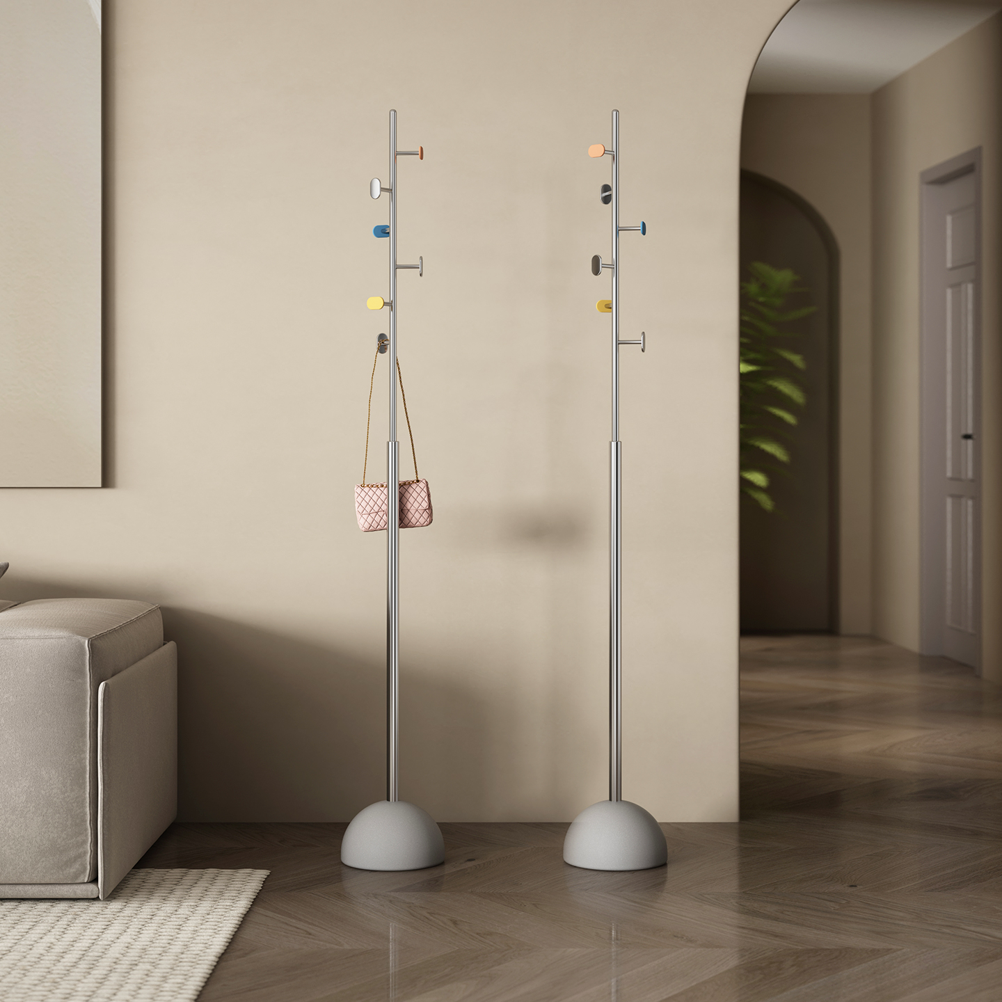 wotime轻奢不锈钢落地衣帽架