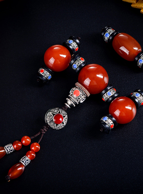红玛瑙三通配饰套装diy手串项链108颗金刚星月菩提子手持配饰套餐