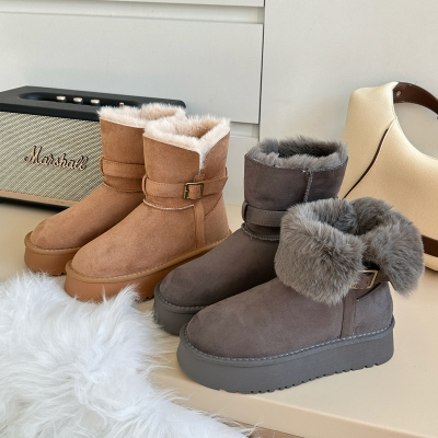 保暖两穿厚底加绒雪地靴女