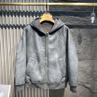 2025冬季大码皮毛一体机车服潮流时尚帅气夹克加厚外套男冬装衣服