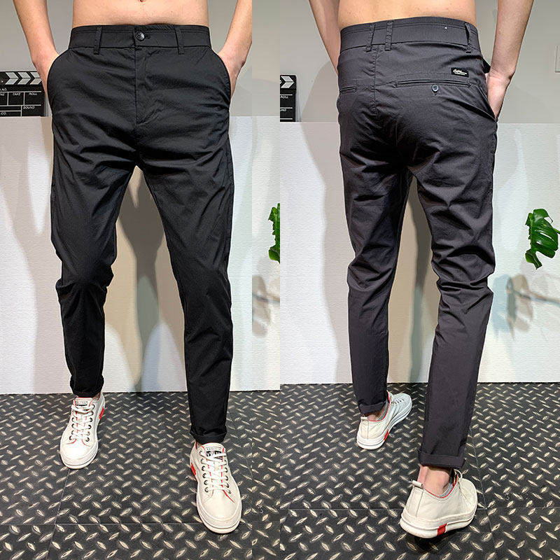 男士休闲裤子韩版潮流百搭直筒裤子青年修身小脚长裤运动裤九分裤