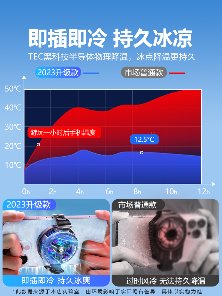 手机散热器半导体制冷降温神器吸盘式磁吸式冰封水冷静音适用iqo