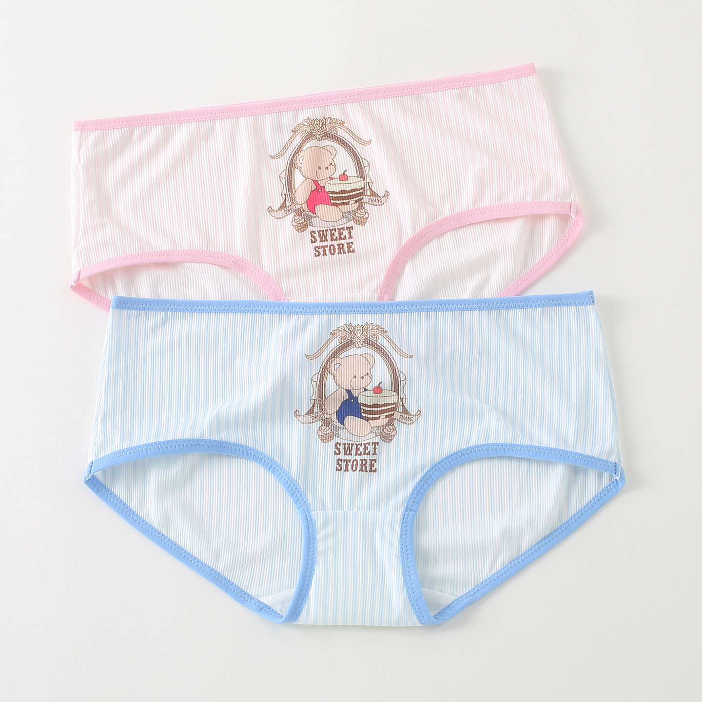 【5条99元】HONEY GIRL品牌条纹小熊冰丝低腰可爱风纯欲风女内裤