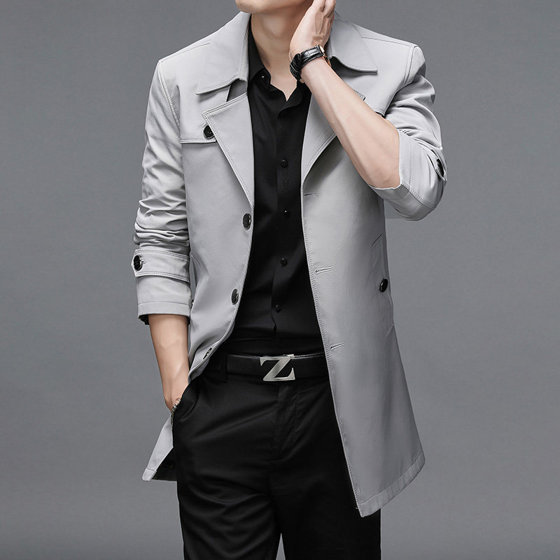 2024 NEW MIDI TRENCH COAT MENS FALL|WINTER TREND LAPEL PLUS SIZE HIGH-END PILE JACKET THICK TOP
