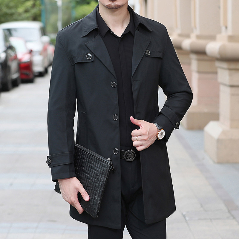 2024 NEW WINDBREAKER BUSINESS TOPS SPRING MENS LONG CASUAL LAPELS PLUS SIZE THIN MENS WEAR HANDSOME AND HIGH-END