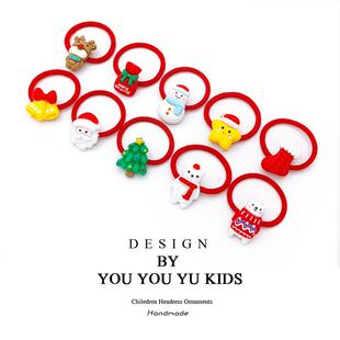 圣诞节礼品女童发饰儿童头饰圣诞节发夹宝宝发圈可爱头绳麋鹿发绳