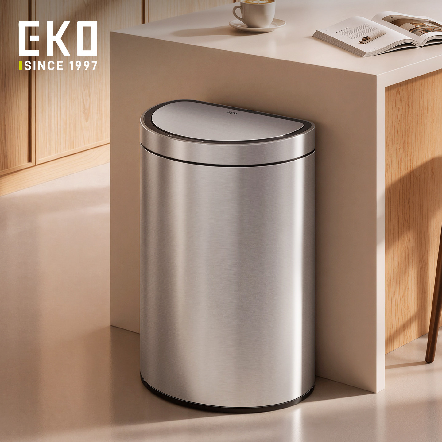 EKO智能垃圾桶全自动感应式家用客厅厨房轻奢电动不锈钢半圆桶