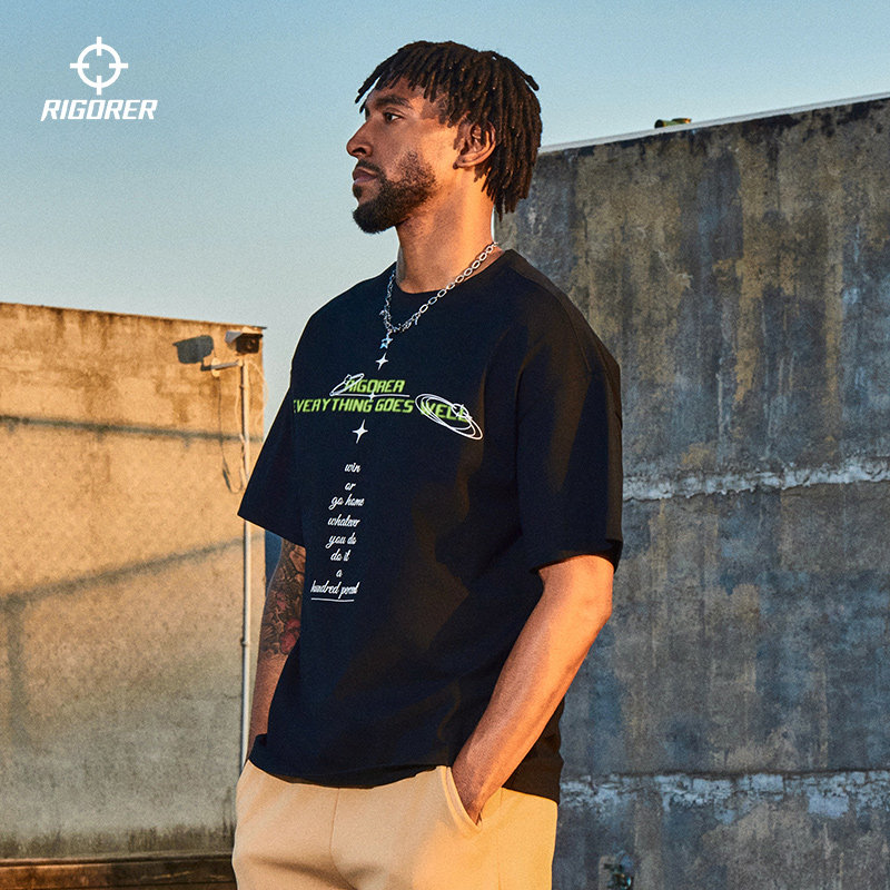 准者短袖男士2024春季运动训练篮球纯棉透气宽松时尚印花长袖T恤