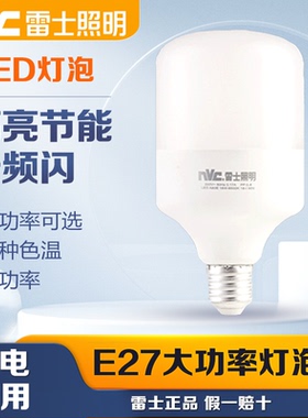 雷士照明LED灯泡吊灯E27螺旋口大螺口球泡家用节能超亮18W24W30W