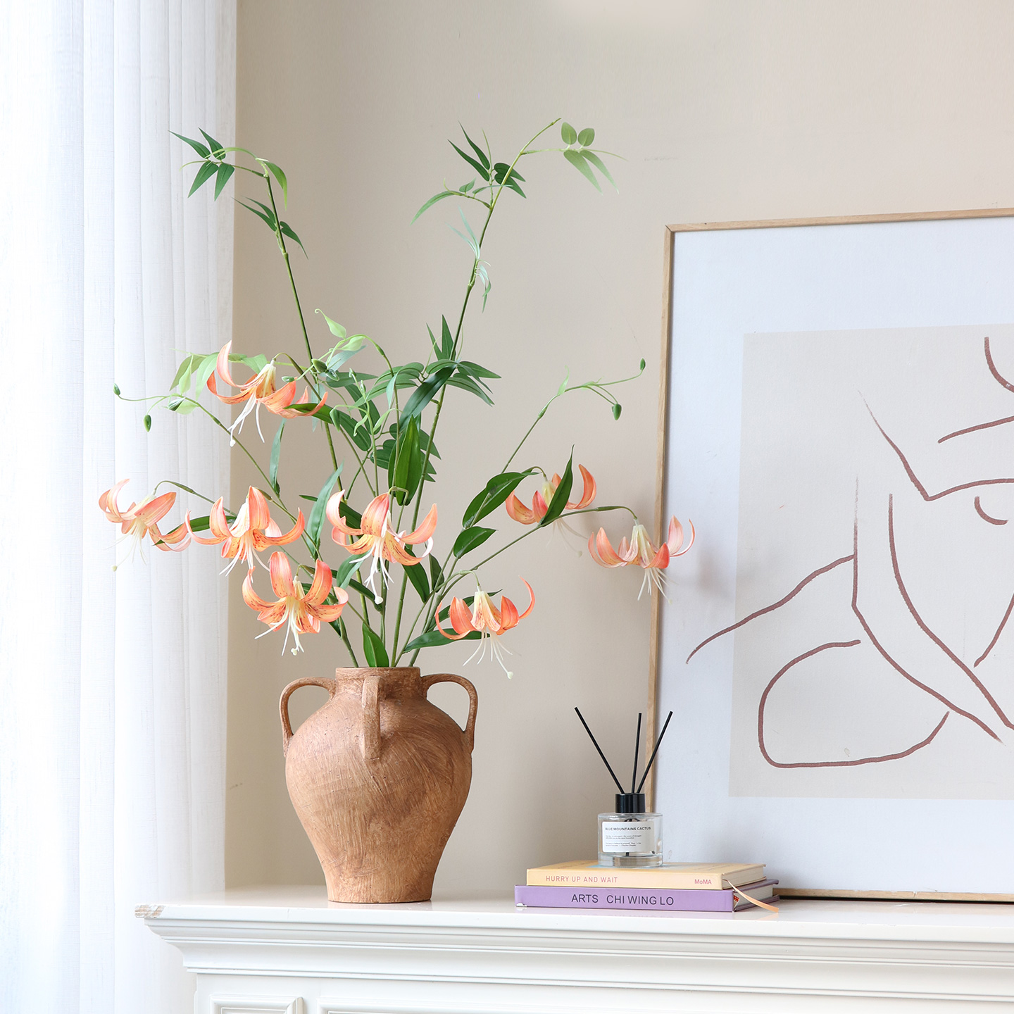 米子家居百合仿真花高级感逼真假花花束手捧花餐桌装饰品摆件花艺