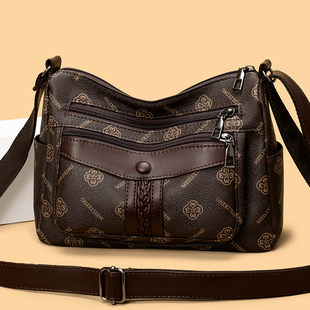 今年流行爆款中老年妈妈包2025新款时尚百搭单肩斜挎包高级感女包