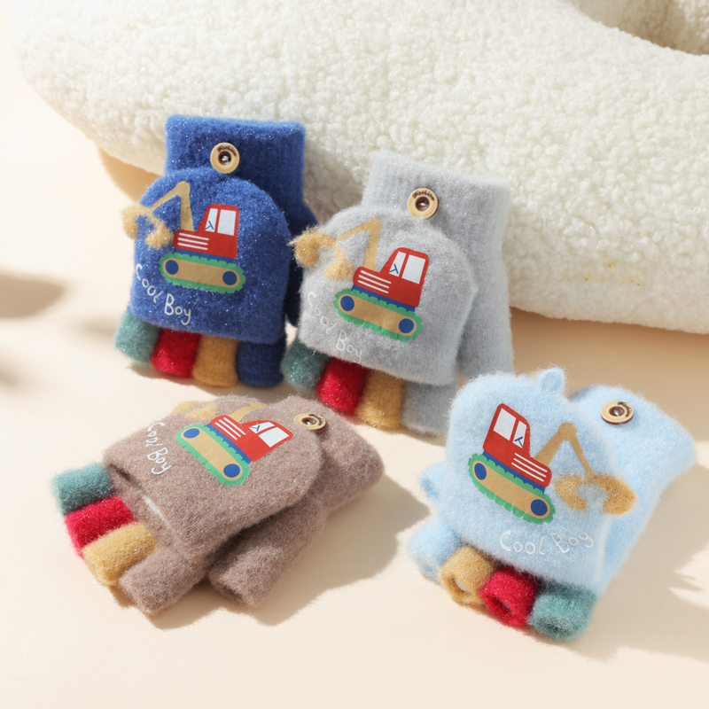 童巴妮小童翻盖手套帅气小挖土机