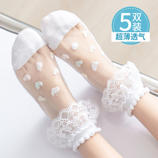 薄款 蕾絲公主絲襪冰絲超薄 兒童花邊襪女童水晶襪寶寶襪子夏季 新款