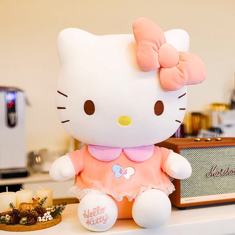 新年礼物正版hellokitty公仔布娃娃凯蒂猫玩具毛绒玩具哈喽kt猫女