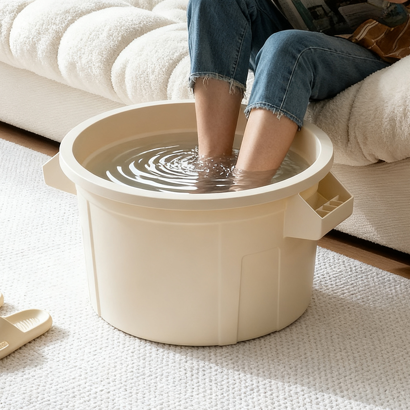 泡脚桶家用过小腿加高深桶过膝足浴桶养生大号加厚塑料按摩洗脚盆