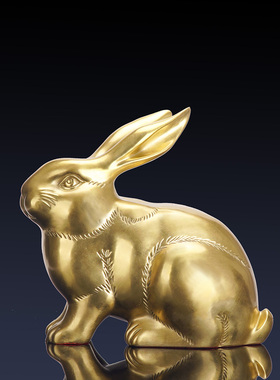 纯黄铜卡通兔宠物兔可爱生肖兔吉祥物生日礼物家居装饰
