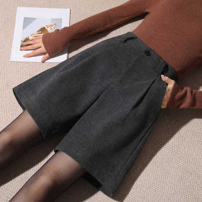 毛呢阔腿短裤女冬季外穿2025新款