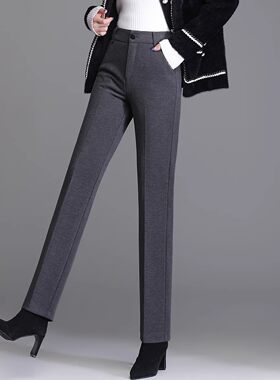 毛呢裤子女2025新款加厚烟管裤厚