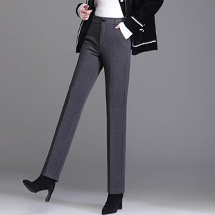毛呢裤子女窄版直筒裤2025秋冬新款西装裤宽松裤子高腰加厚烟管裤