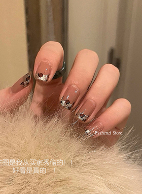 BYZHENZI STORE【法式小奶豹】秋冬豹纹高级显白通勤美甲贴指甲贴