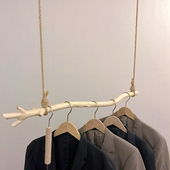 服装 饰墙面复古色麻绳树枝木棍吊杆 店挂衣架试衣间顶吊挂钩橱窗装