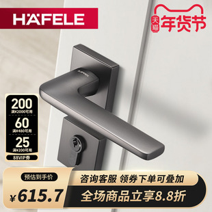 德国海福乐HAFELE卧室房门现代简约黑色亚光实木门分体式静音门锁