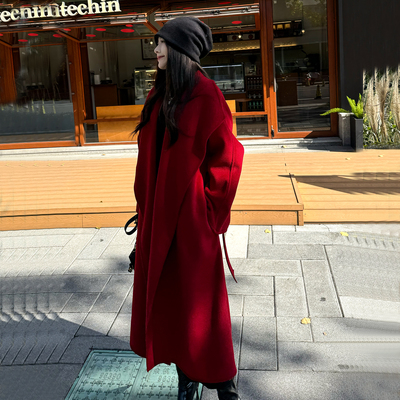 高级感红色大衣女本命年结婚外套
