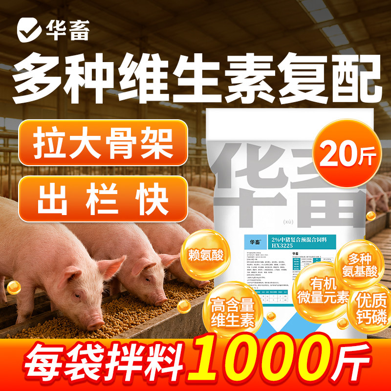 华畜中大猪预混料育肥猪拉骨架催肥增重降料肉比出栏快饲料批发