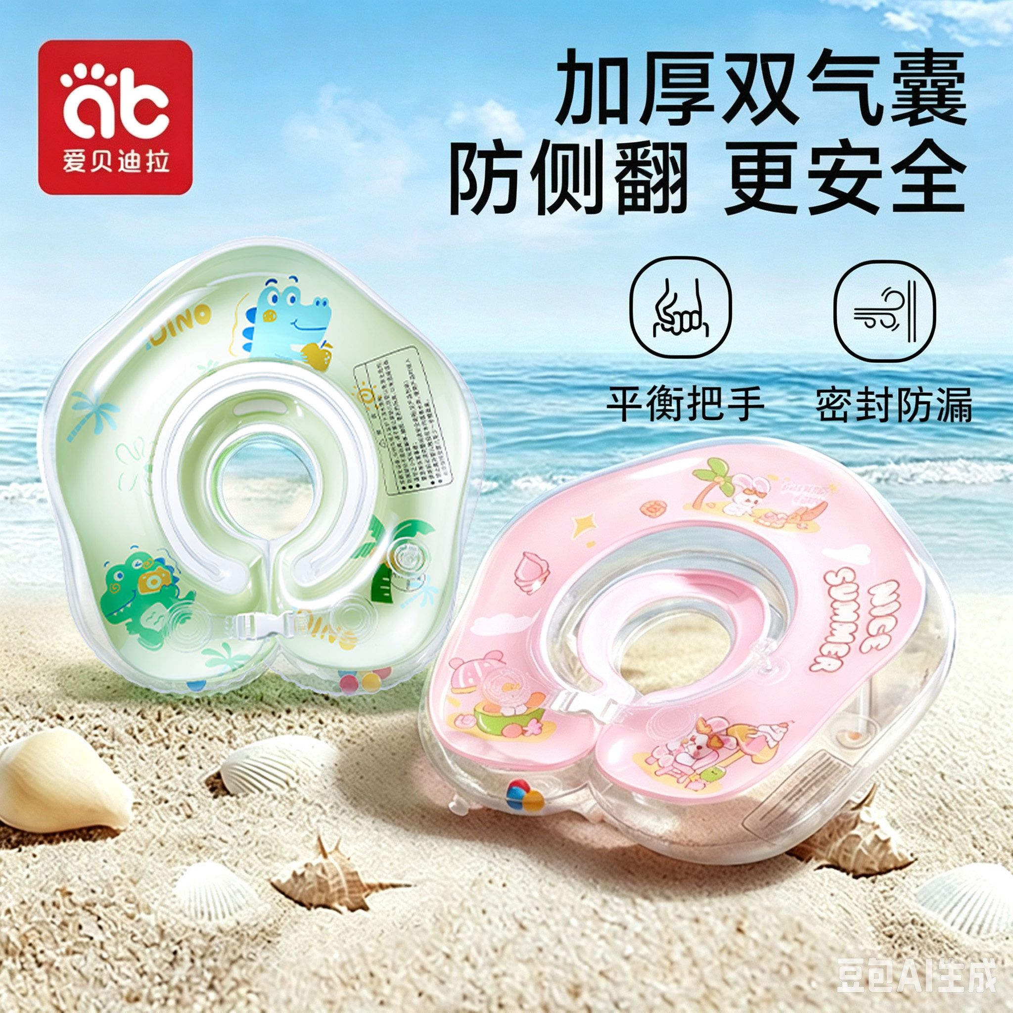婴儿游泳圈宝宝新生儿0-到3到6个月以上小月龄脖圈幼儿专用洗澡