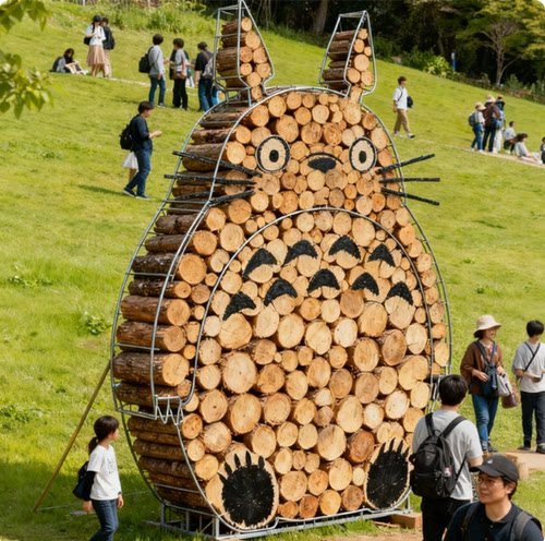 木头景观布置成品装饰仿真绿雕工艺品订制商场网红打卡