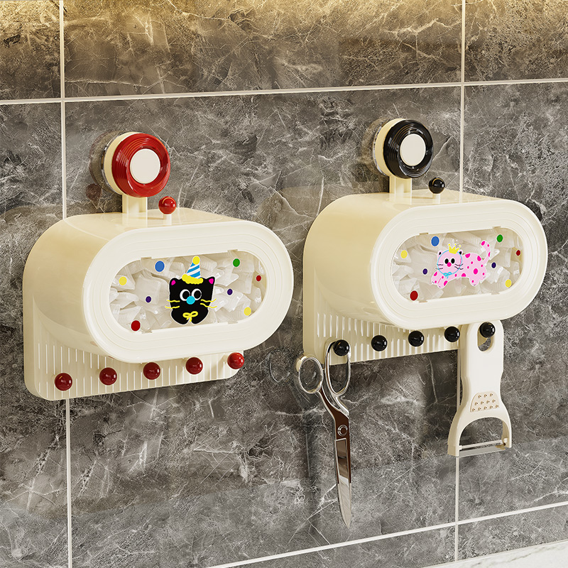 吸盘保鲜膜套收纳盒壁挂免打孔