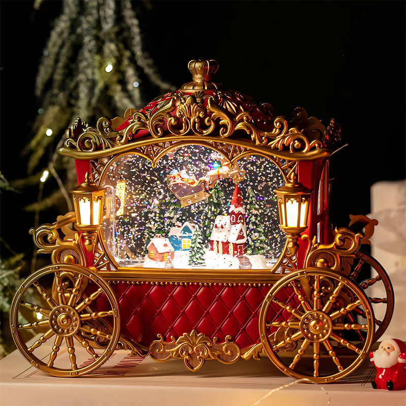 圣诞马车音乐盒八音盒飘雪发光雪屋水晶球女生女孩儿童圣诞节礼物