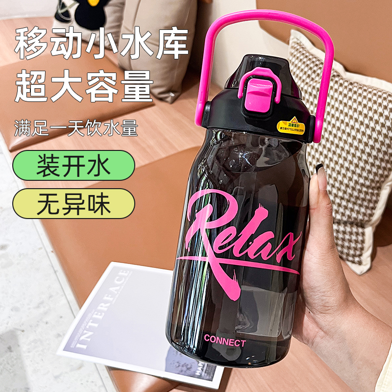 2025新款带吸管超大水壶简约INS风喝水杯防摔太空杯大肚款1300ML