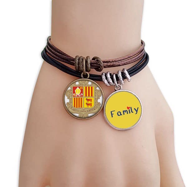安道尔拉维拉拉安道尔国徽黑棕手链对饰品家人礼物礼品送人