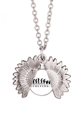 进化猴子人类运动 向日葵项链吊坠时尚饰品