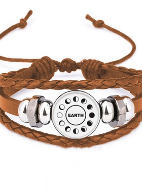 地球月相变化盈亏 手链腕带皮革首饰装饰品