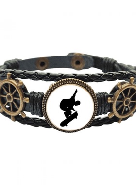 运动员滑板运动 海洋船舵皮革手链腕带礼物