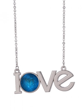 星空图案白羊座星座 爱LOVE项链吊坠珠宝饰品