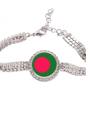 孟加拉国国旗亚洲洲国家象征 手链手镯镶嵌钻首饰饰品礼物