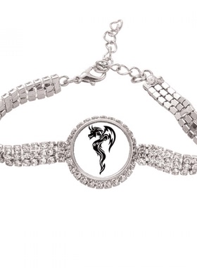 龙动物艺术纹理剪影插画图案 手链手镯镶嵌钻首饰饰品礼物