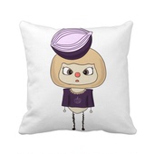 植物蔬菜洋葱圆形紫色辣悠悠 方形抱枕睡眠靠枕沙发靠垫双面含芯