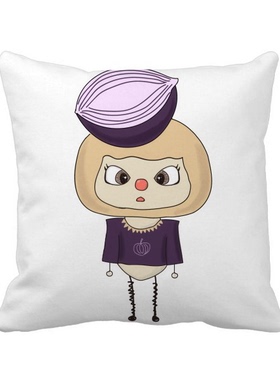 植物蔬菜洋葱圆形紫色辣悠悠 方形抱枕睡眠靠枕沙发靠垫双面含芯