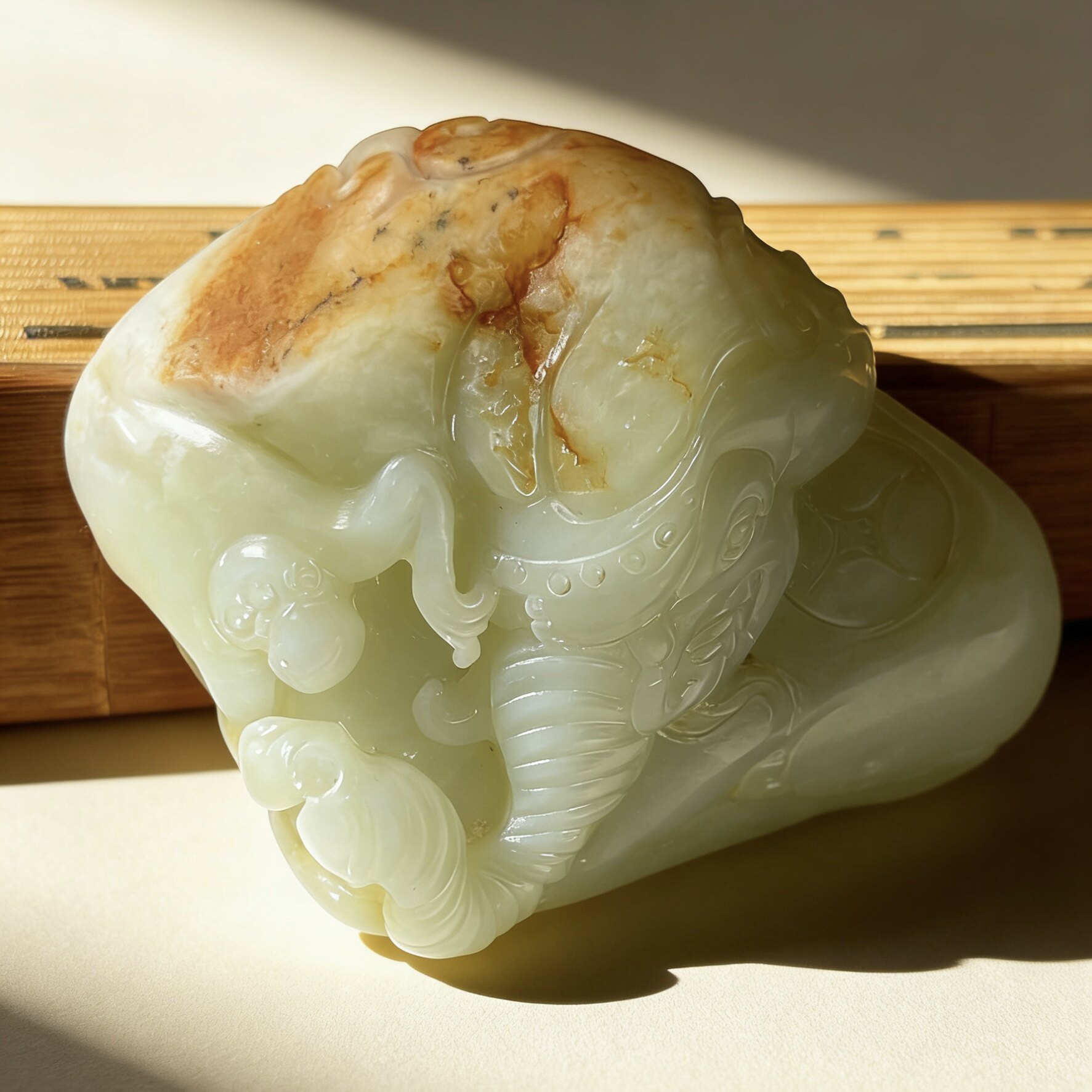 天然和田玉籽料封侯拜相手把件苏工手工精雕