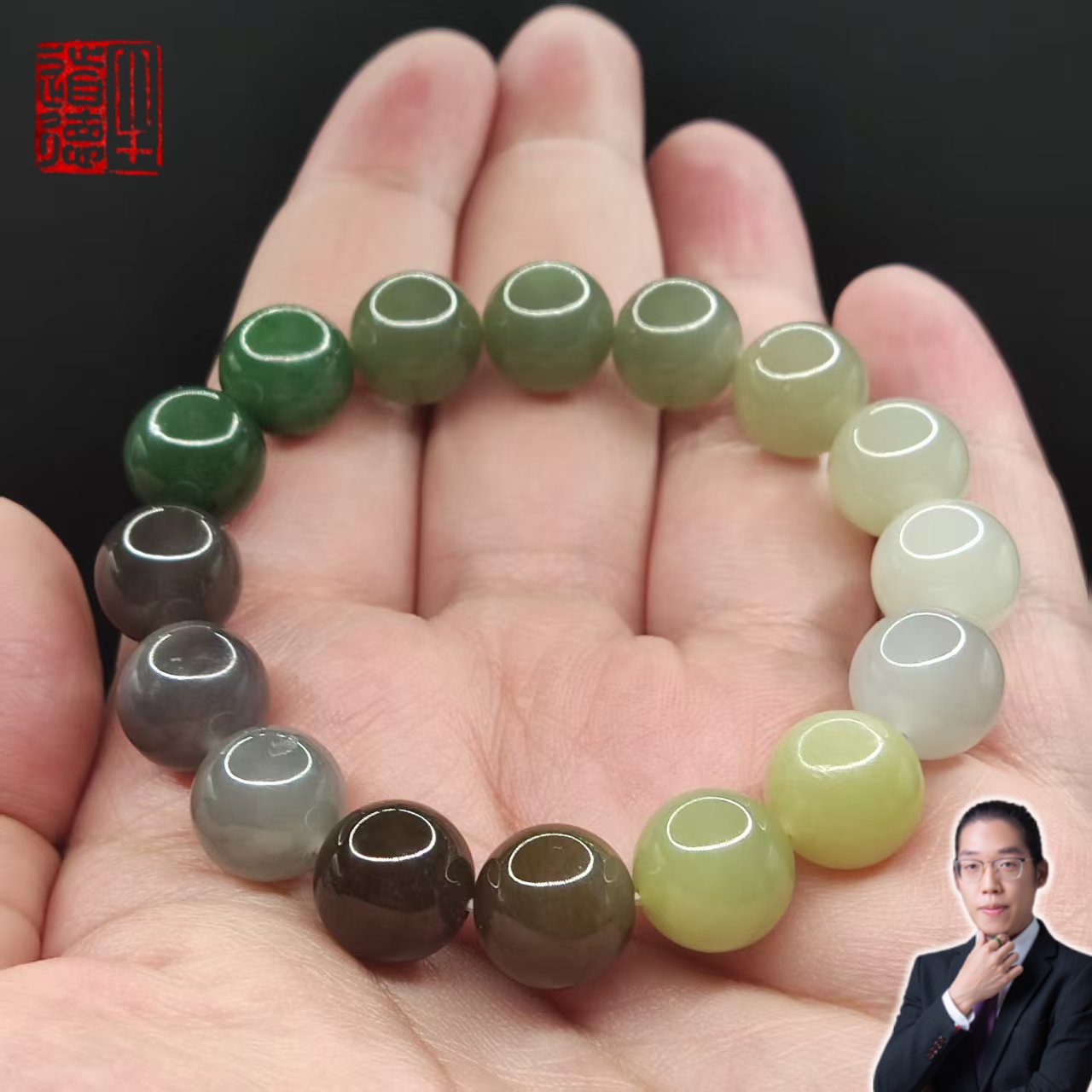 【牛道德鉴宝】和田玉多宝手串多色玉串珠镀金手链天然高级项链