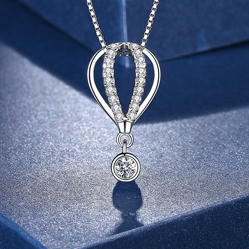 诗美洛正品莫桑石项链女纯银时尚个性热气球吊坠可爱简约百搭小众