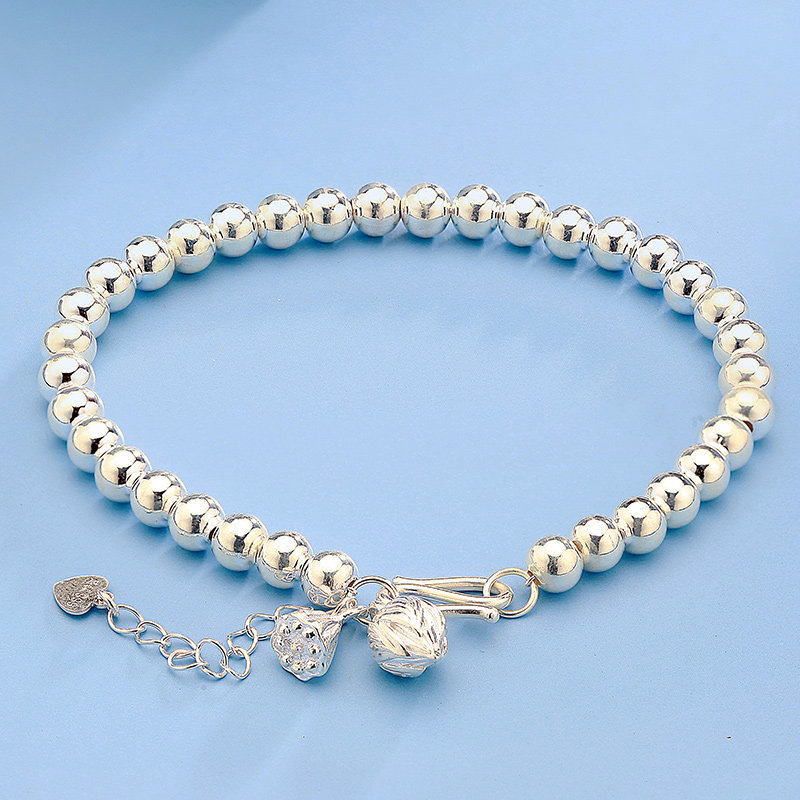 诗美洛 两世欢手串佛珠链足银手串纯银转运珠圆珠简约礼物