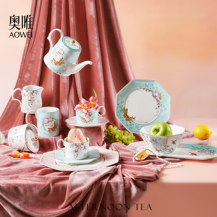 景德镇奥唯喜相逢下午茶具高颜值咖啡杯碟茶壶水果点心碗盘组合