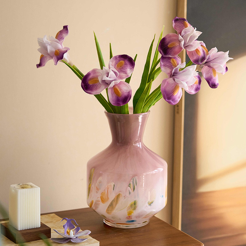 南十字星粉色中古玻璃花瓶琉璃花器法式轻奢高级鲜花水培器皿樱落,家居饰品,花瓶,淘宝优惠券,粉丝福利购,淘宝优惠卷
