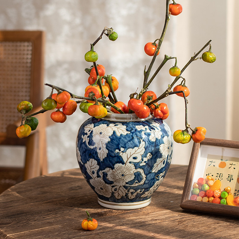 南十字星 中式青花瓷大肚陶瓷花瓶干花摆件客厅插花新年家居装饰,家居饰品,花瓶,淘宝优惠券,粉丝福利购,淘宝优惠卷